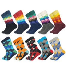 Load image into Gallery viewer, Socks fashion design Plaid Colorful Business Party Dress Cotton Socks