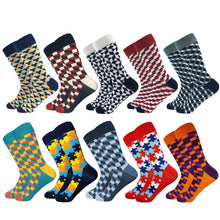 Load image into Gallery viewer, Socks fashion design Plaid Colorful Business Party Dress Cotton Socks