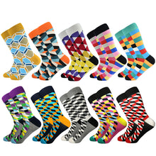 Load image into Gallery viewer, Socks fashion design Plaid Colorful Business Party Dress Cotton Socks