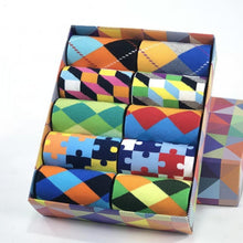 Load image into Gallery viewer, Socks fashion design Plaid Colorful Business Party Dress Cotton Socks