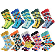 Load image into Gallery viewer, Socks fashion design Plaid Colorful Business Party Dress Cotton Socks