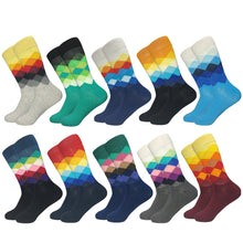 Load image into Gallery viewer, Socks fashion design Plaid Colorful Business Party Dress Cotton Socks