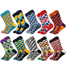 Load image into Gallery viewer, Socks fashion design Plaid Colorful Business Party Dress Cotton Socks