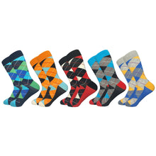 Load image into Gallery viewer, Socks fashion design Plaid Colorful Business Party Dress Cotton Socks