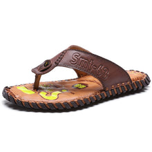 Load image into Gallery viewer, Summer Flip Flops Genuine Real Leather Soft Flats Anti-slip Beach Shoes Retro Outdoor