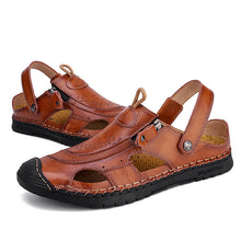 Load image into Gallery viewer, Slides Ankle Strap Holes Slip-ons Lightweight Sandals Split Leather Casual flat