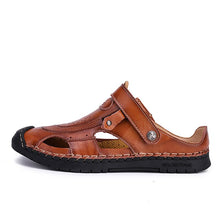Load image into Gallery viewer, Slides Ankle Strap Holes Slip-ons Lightweight Sandals Split Leather Casual flat