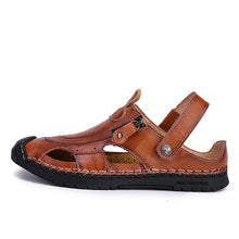 Load image into Gallery viewer, Slides Ankle Strap Holes Slip-ons Lightweight Sandals Split Leather Casual flat