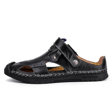 Load image into Gallery viewer, Slides Ankle Strap Holes Slip-ons Lightweight Sandals Split Leather Casual flat