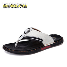 Load image into Gallery viewer, Genuine Leather Luxury Slippers Beach Casual Sandals Summer for Men Fashion Shoes High Quality
