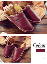 Load image into Gallery viewer, slippers Genuine Leather Winter Superstar Sewing Non Slip Slippers TPR Warm House