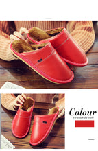 Load image into Gallery viewer, slippers Genuine Leather Winter Superstar Sewing Non Slip Slippers TPR Warm House