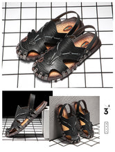 Load image into Gallery viewer, Summer Beach Sandals Leather Comfortable Slip-on Casual Sandals Slippers