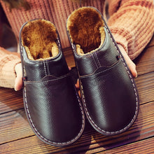 Load image into Gallery viewer, slippers Genuine Leather Winter Superstar Sewing Non Slip Slippers TPR Warm House
