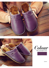 Load image into Gallery viewer, slippers Genuine Leather Winter Superstar Sewing Non Slip Slippers TPR Warm House