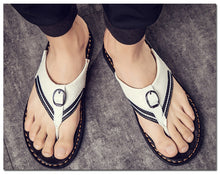 Load image into Gallery viewer, Men's Flip Flops Genuine Leather Luxury Slippers Beach Casual Sandals