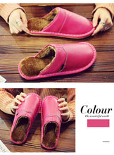 Load image into Gallery viewer, slippers Genuine Leather Winter Superstar Sewing Non Slip Slippers TPR Warm House