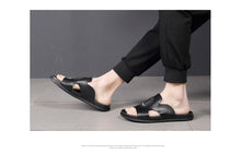 Load image into Gallery viewer, Leather Soft Bottom Outdoor Non-slip Sandals Flip Flops Beach Shoes Flat Slippers