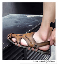 Load image into Gallery viewer, Summer Beach Sandals Leather Comfortable Slip-on Casual Sandals Slippers