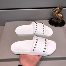 Load image into Gallery viewer, Leather Rivets Sandals Bathroom Non-slip Flat Sandals Beach Shoes Soft Bottom