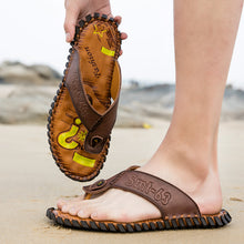 Load image into Gallery viewer, Summer Flip Flops Genuine Real Leather Soft Flats Anti-slip Beach Shoes Retro Outdoor