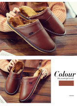 Load image into Gallery viewer, slippers Genuine Leather Winter Superstar Sewing Non Slip Slippers TPR Warm House