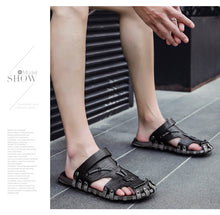 Load image into Gallery viewer, Summer Beach Sandals Leather Comfortable Slip-on Casual Sandals Slippers