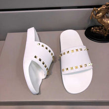 Load image into Gallery viewer, Leather Rivets Sandals Bathroom Non-slip Flat Sandals Beach Shoes Soft Bottom