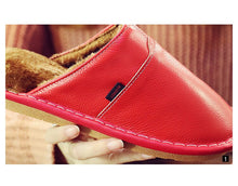 Load image into Gallery viewer, slippers Genuine Leather Winter Superstar Sewing Non Slip Slippers TPR Warm House