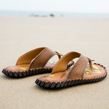 Load image into Gallery viewer, Summer Flip Flops Genuine Real Leather Soft Flats Anti-slip Beach Shoes Retro Outdoor