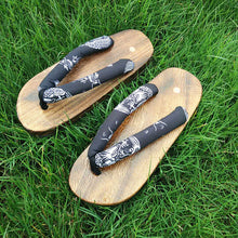 Load image into Gallery viewer, Wooden Outdoor Slippers Beach Wear Flip Flops Japanese Traditional Clogs Geta Kimono Samurai Cosplay Paulownia Shoes Flats