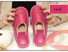 Load image into Gallery viewer, Leather cotton slippers winter home indoor beef tendon bottom non-slip waterproof