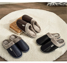 Load image into Gallery viewer, Slippers Indoor Leather Winter Waterproof Warm Home Shoes Large Size Slippers
