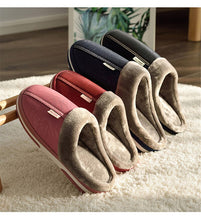 Load image into Gallery viewer, Slippers Indoor Leather Winter Waterproof Warm Home Shoes Large Size Slippers