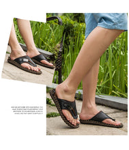 Load image into Gallery viewer, Flip Flops Genuine Leather Luxury Slippers Beach Casual Sandals
