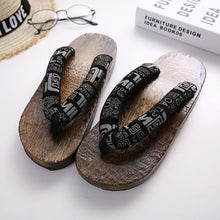 Load image into Gallery viewer, Wooden Outdoor Slippers Beach Wear Flip Flops Japanese Traditional Clogs Geta Kimono Samurai Cosplay Paulownia Shoes Flats