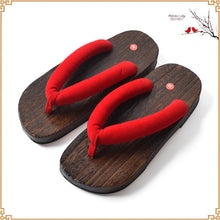Load image into Gallery viewer, Japanese Traditional Sakura Print Clog Geta Rount Toe Wooden Shoes Outdoor Flip Flops