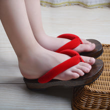 Load image into Gallery viewer, Japanese Traditional Sakura Print Clog Geta Rount Toe Wooden Shoes Outdoor Flip Flops
