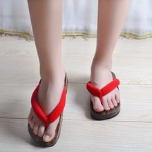 Load image into Gallery viewer, Japanese Traditional Sakura Print Clog Geta Rount Toe Wooden Shoes Outdoor Flip Flops