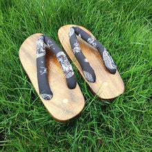 Load image into Gallery viewer, Wooden Outdoor Slippers Beach Wear Flip Flops Japanese Traditional Clogs Geta Kimono Samurai Cosplay Paulownia Shoes Flats