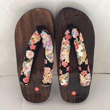 Load image into Gallery viewer, Japanese Traditional Sakura Print Clog Geta Rount Toe Wooden Shoes Outdoor Flip Flops
