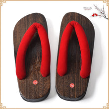 Load image into Gallery viewer, Japanese Traditional Sakura Print Clog Geta Rount Toe Wooden Shoes Outdoor Flip Flops
