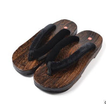 Load image into Gallery viewer, Japanese Traditional Sakura Print Clog Geta Rount Toe Wooden Shoes Outdoor Flip Flops