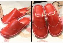 Load image into Gallery viewer, Leather cotton slippers winter home indoor beef tendon bottom non-slip waterproof