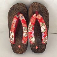 Load image into Gallery viewer, Japanese Traditional Sakura Print Clog Geta Rount Toe Wooden Shoes Outdoor Flip Flops