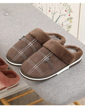 Load image into Gallery viewer, Winter Velvet Sewing Suede Indoor shoes for male Antiskid Anti Odor Short Plush Home slippers