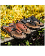 Load image into Gallery viewer, Flip Flops Genuine Leather Luxury Slippers Beach Casual Sandals