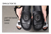 Load image into Gallery viewer, Leather Soft Bottom Outdoor Non-slip Sandals Flip Flops Beach Shoes Flat Slippers