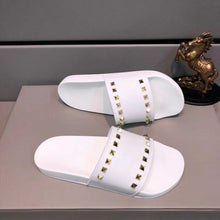 Load image into Gallery viewer, Leather Rivets Sandals Bathroom Non-slip Flat Sandals Beach Shoes Soft Bottom