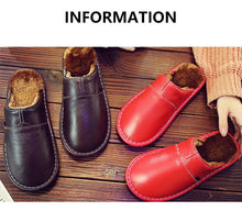 Load image into Gallery viewer, slippers Genuine Leather Winter Superstar Sewing Non Slip Slippers TPR Warm House